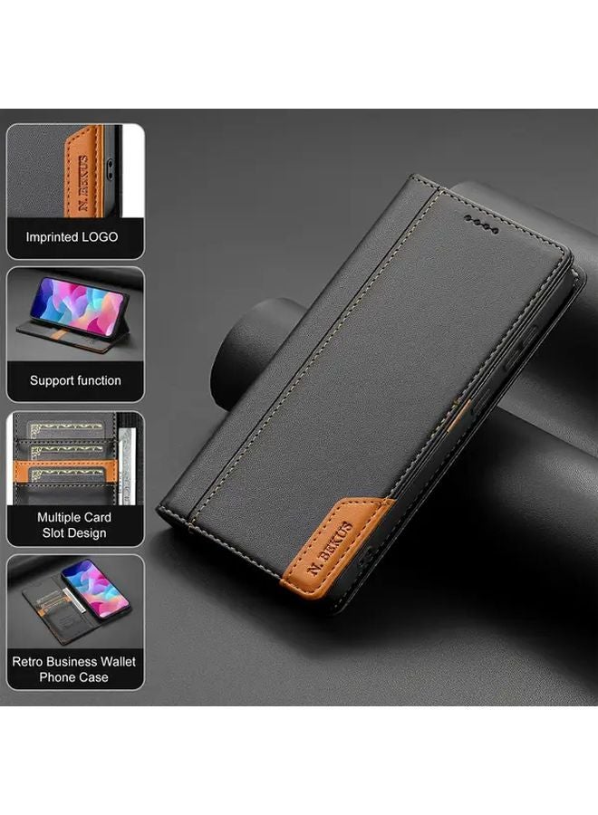 Blue Faux Leather Wallet Case for iPhone 13 Pro Max with Card Slots - Image 4